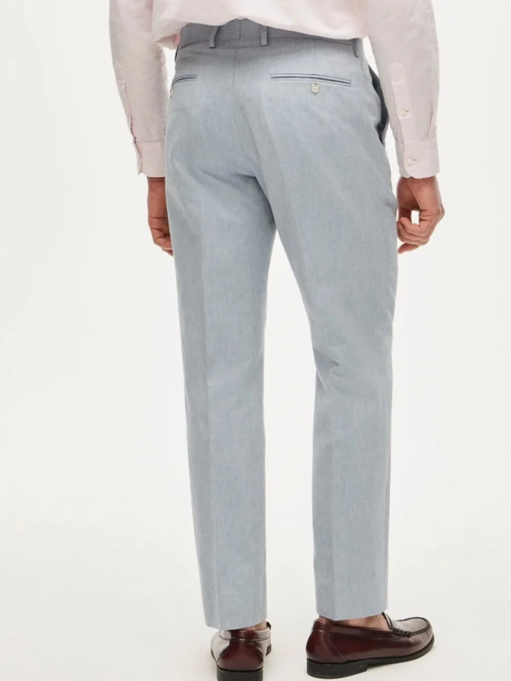 J crew cloud blue Ludlow Slim-fit pant Baird McNutt Irish cotton-linen blend